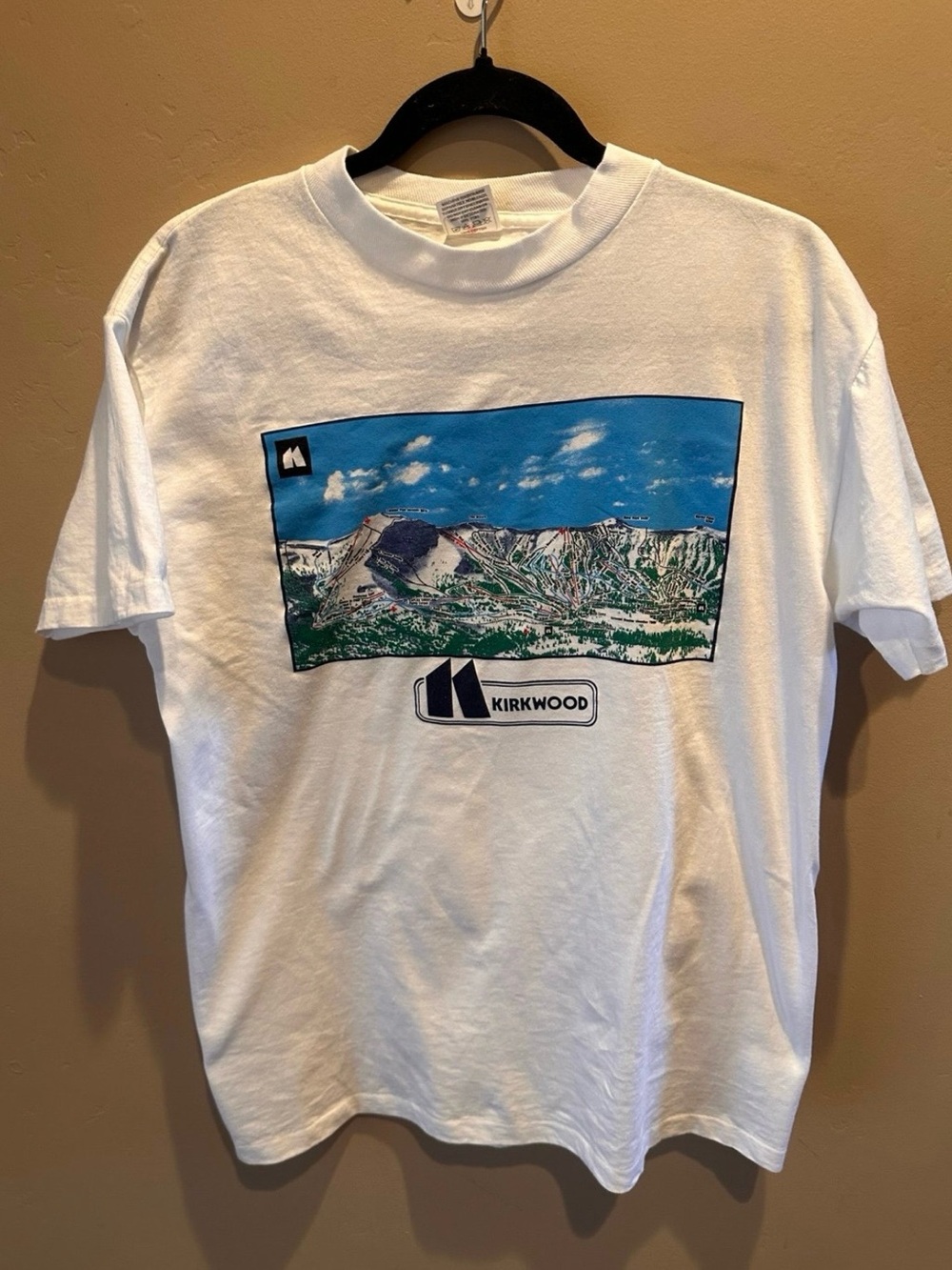 Vintage 90s Kirkwood Ski Resort Trail Map T-Shirt L Single Stitch Miller